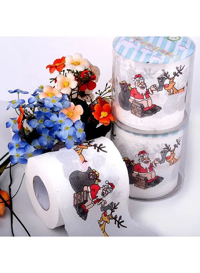 Christmas Holiday Toilet Paper 2 Layers Size 1 Santa Claus Reindeer Design Festive Home Decor - Image 1